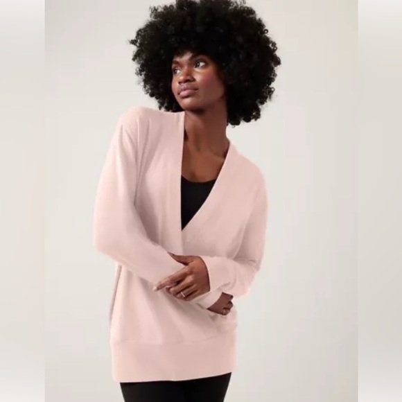 Athleta Sweaters - Athleta Purana V Neck Faux Wrap Sweatshirt Size XS Women’s Orchid Pink Top Soft